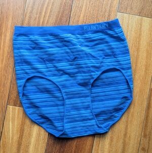 NWOT Ellen Tracy Seamless High-Cut Brief Panty Blue Striped SIZE MEDIUM